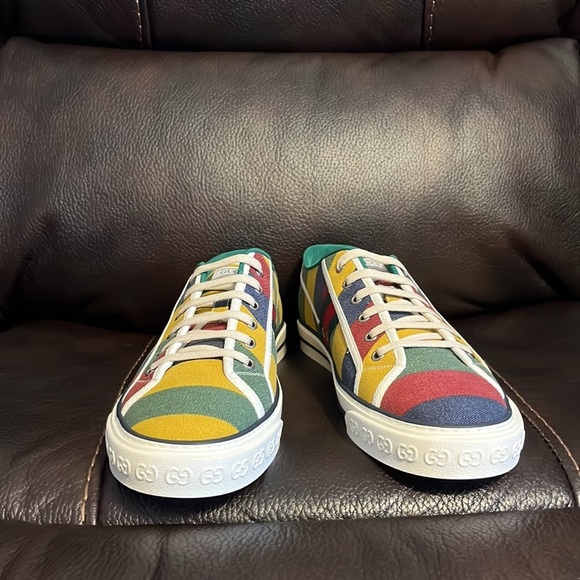 FINAL DROP/ SALE Gucci men’s Canvas Web Marley Stripe 1977 Tennis Sneakers NWB - Picture 4 of 7